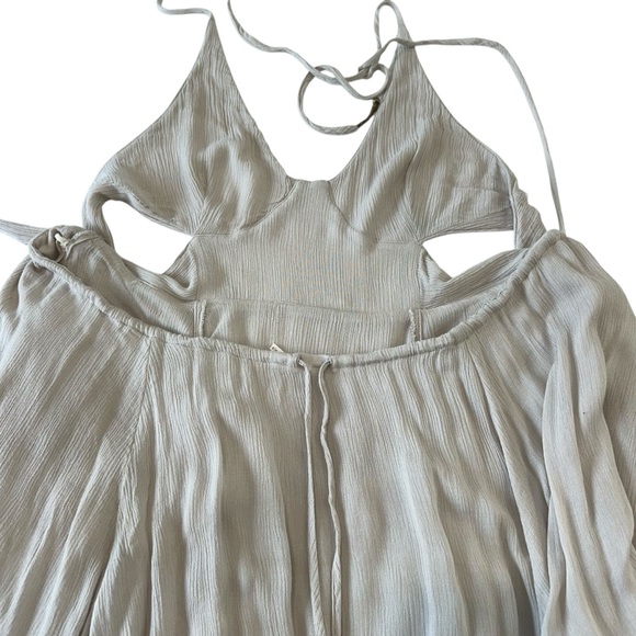 Free People Lille Mini Halter Pocket Dress Stone Medium Bohemian Coastal Cowgirl - Picture 6 of 10